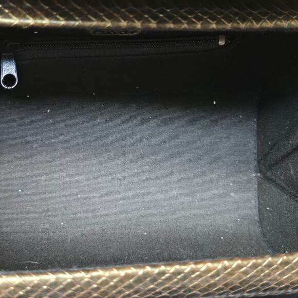 Vintage Ande Brown / Gold Faux Snakeskin & Gold Trim Crossbody Purse Magnetic - Picture 8 of 13